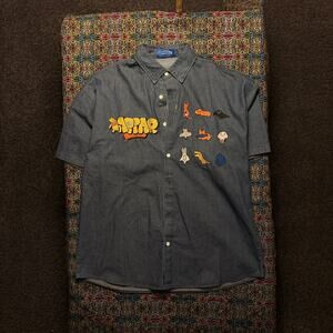 Vintage Graphic Embroidered Denim Blue XL